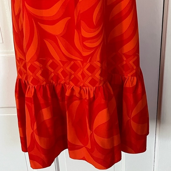 NWT Taylor Sleeveless Shoulder Tie Orange Swirl Design MIDI Dress Size Small - Picture 3 of 12